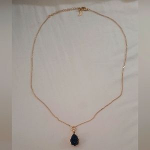 14kt gold plated chain with a druzy Titanium quartz pendant